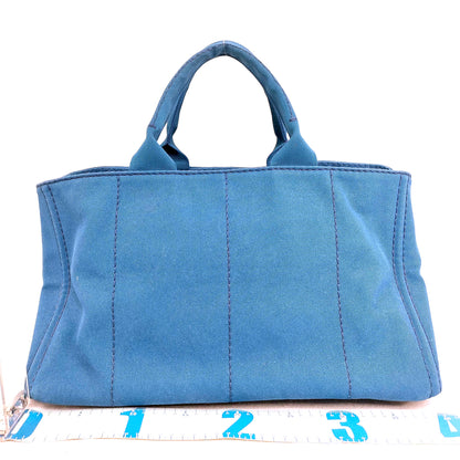 #1499 PRADA Canapa Blue Canvas Large Tote