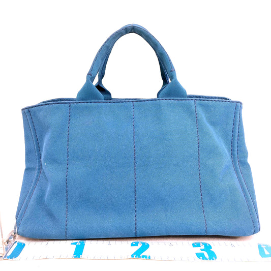 #1499 PRADA Canapa Blue Canvas Large Tote