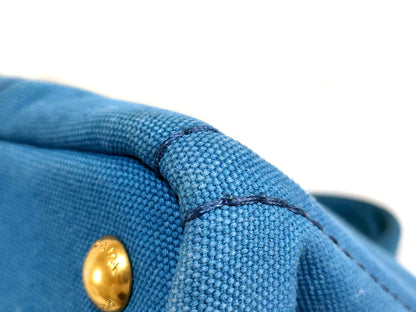 #1499 PRADA Canapa Blue Canvas Large Tote
