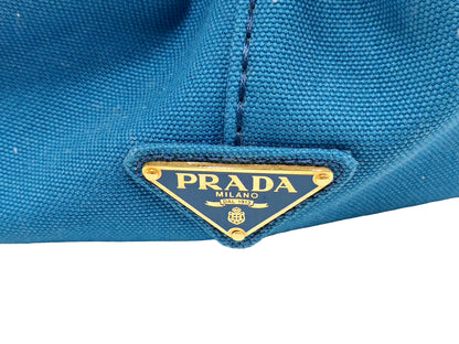 #1499 PRADA Canapa Blue Canvas Large Tote