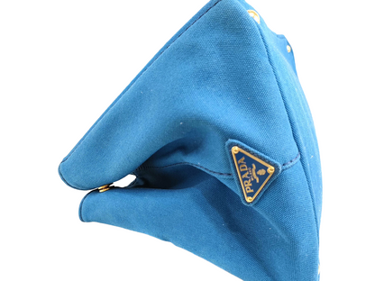 #1499 PRADA Canapa Blue Canvas Large Tote
