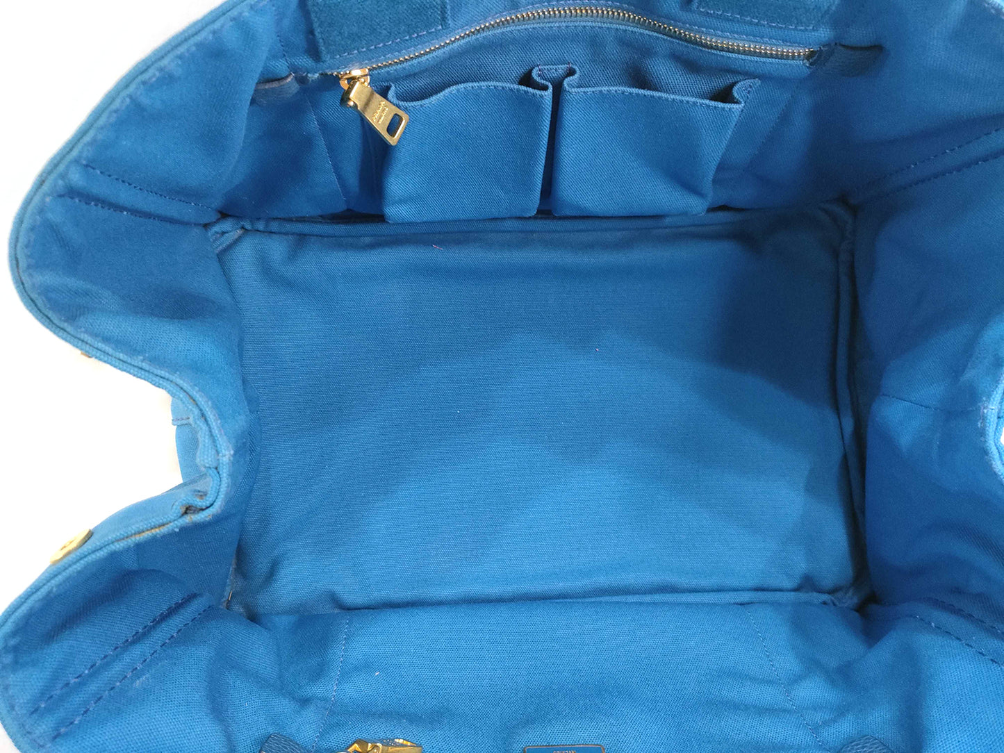 #1499 PRADA Canapa Blue Canvas Large Tote
