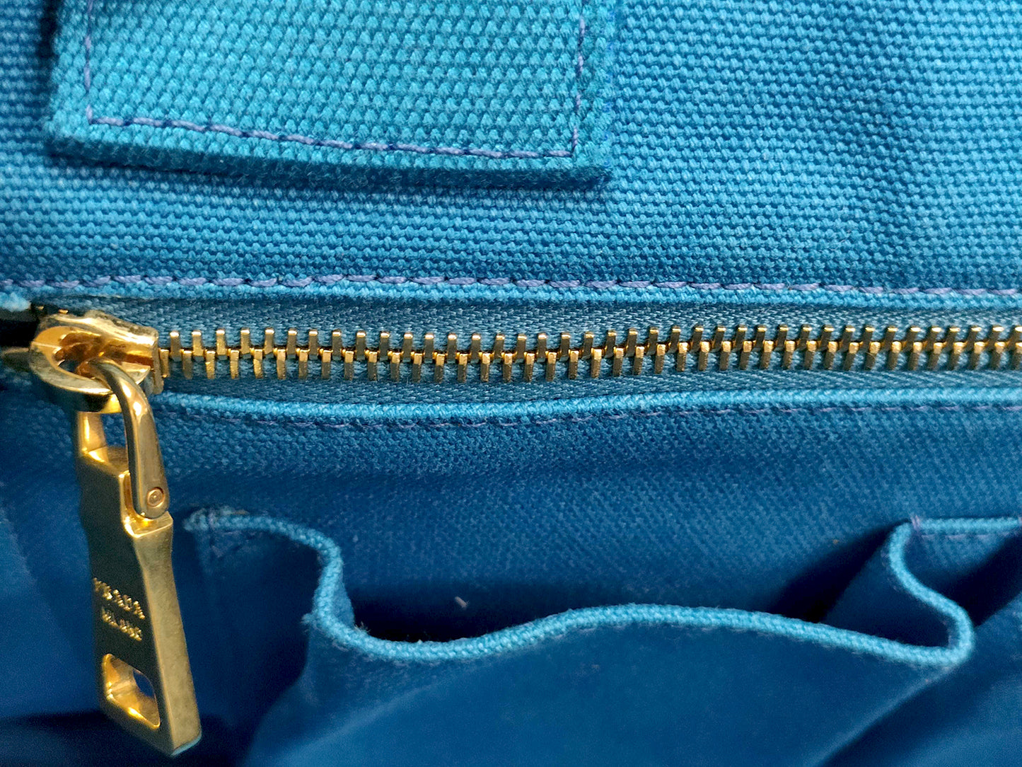 #1499 PRADA Canapa Blue Canvas Large Tote