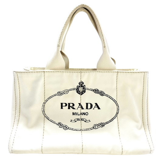 #1500 PRADA Canapa Off-white Canvas Large Tote