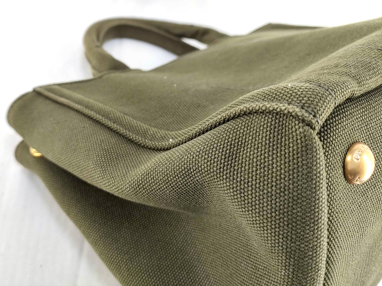 #1498 PRADA Bijoux Canapa Green Canvas Medium Tote