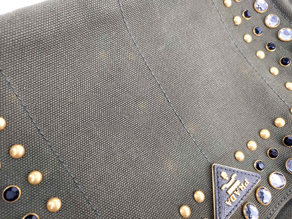 #1498 PRADA Bijoux Canapa Green Canvas Medium Tote