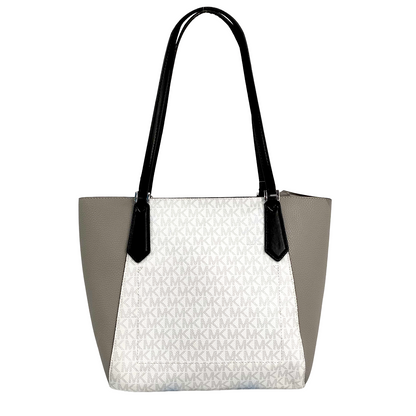 #1417 MICHAEL KORS Kimberly Color-Block Logo and Leather Tote Bag