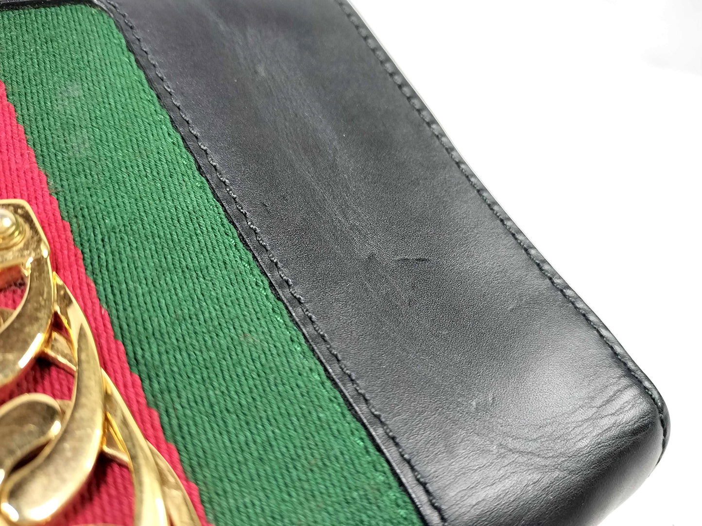 #1381 GUCCI Web Sylvie Mini Navy Blue Calfskin Leather Shoulder Bag