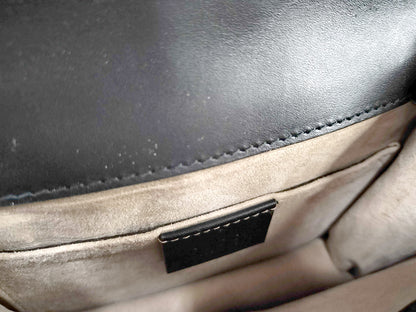 #1381 GUCCI Web Sylvie Mini Navy Blue Calfskin Leather Shoulder Bag