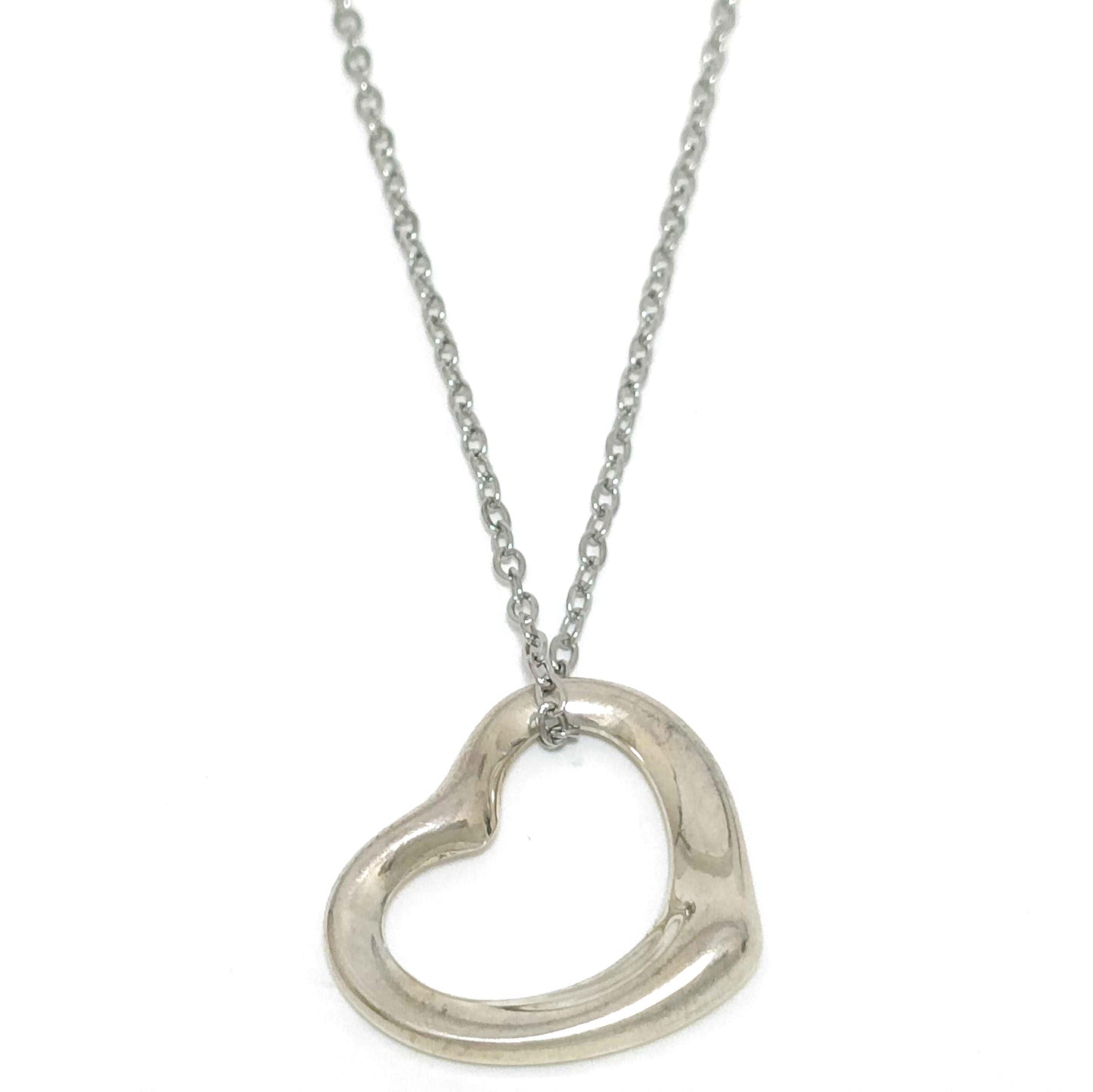#1408 TIFFANY & CO Elsa Peretti Open Heart Silver Necklace