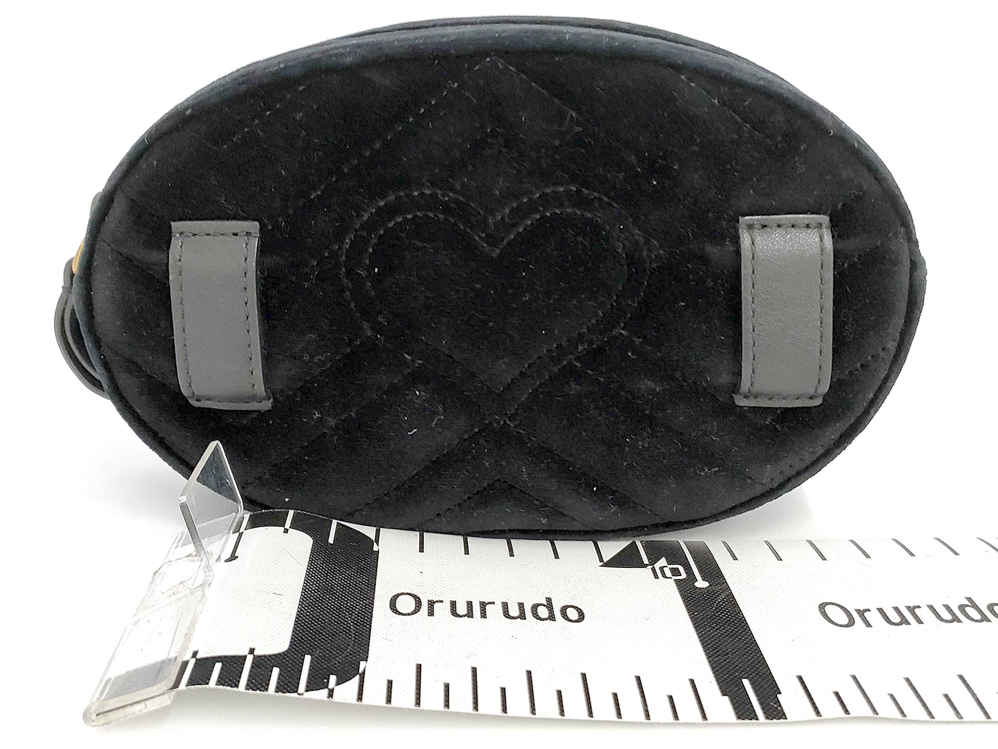 #1371 GUCCI GG Marmont Crystal Stars Black Velvet Matelassé Chevron Belt (Bum) Bag