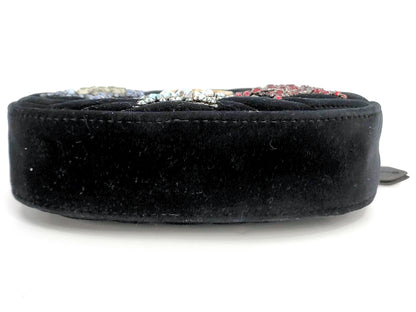 #1371 GUCCI GG Marmont Crystal Stars Black Velvet Matelassé Chevron Belt (Bum) Bag