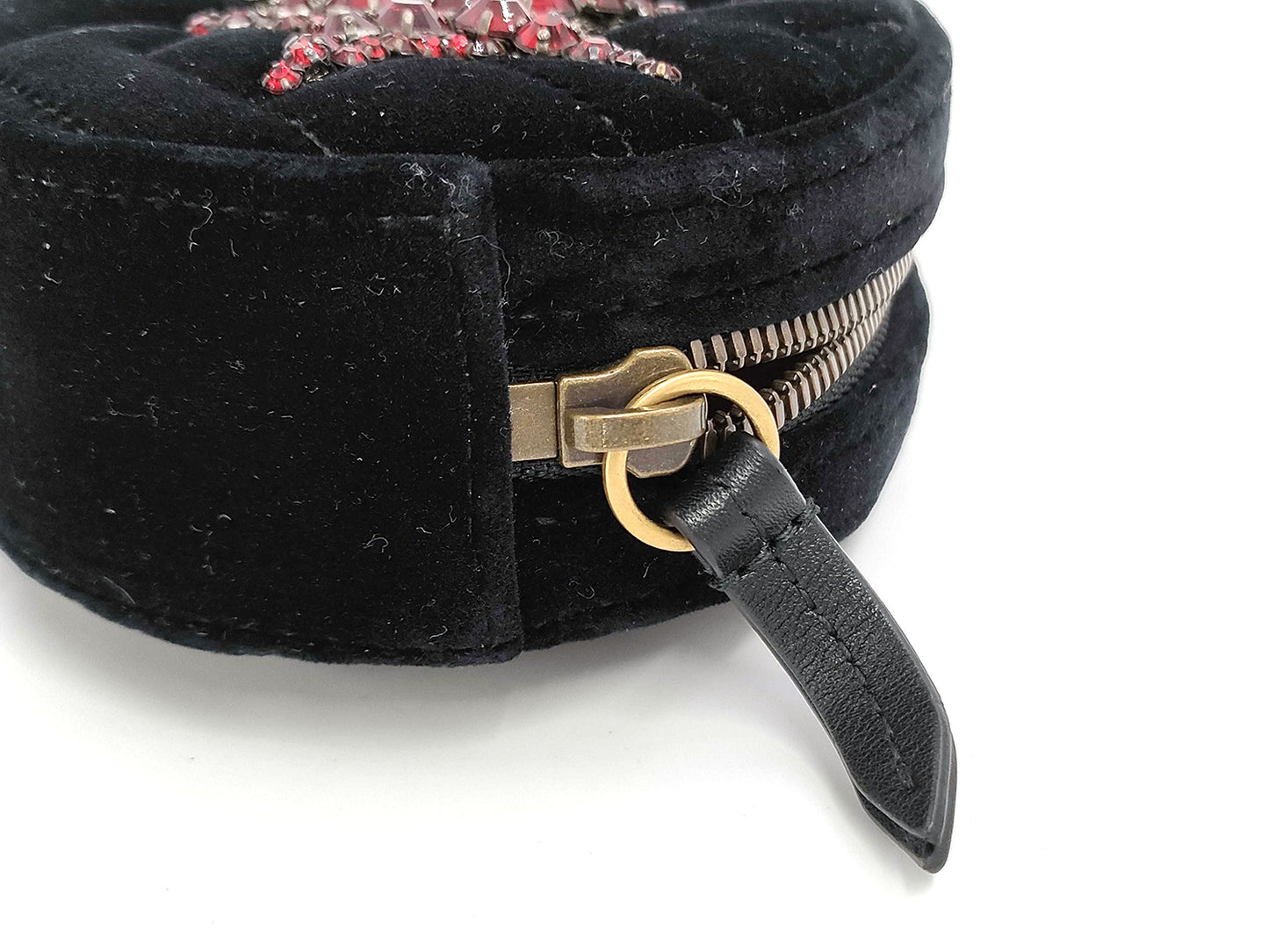 #1371 GUCCI GG Marmont Crystal Stars Black Velvet Matelassé Chevron Belt (Bum) Bag