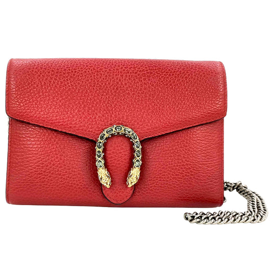 #1431 GUCCI Small Red Textured Leather Dionysus Bag