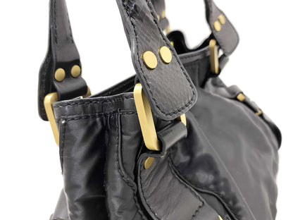 #1414 JIMMY CHOO Black Leather & Neoprene Maddy Bag