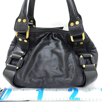 #1414 JIMMY CHOO Black Leather & Neoprene Maddy Bag