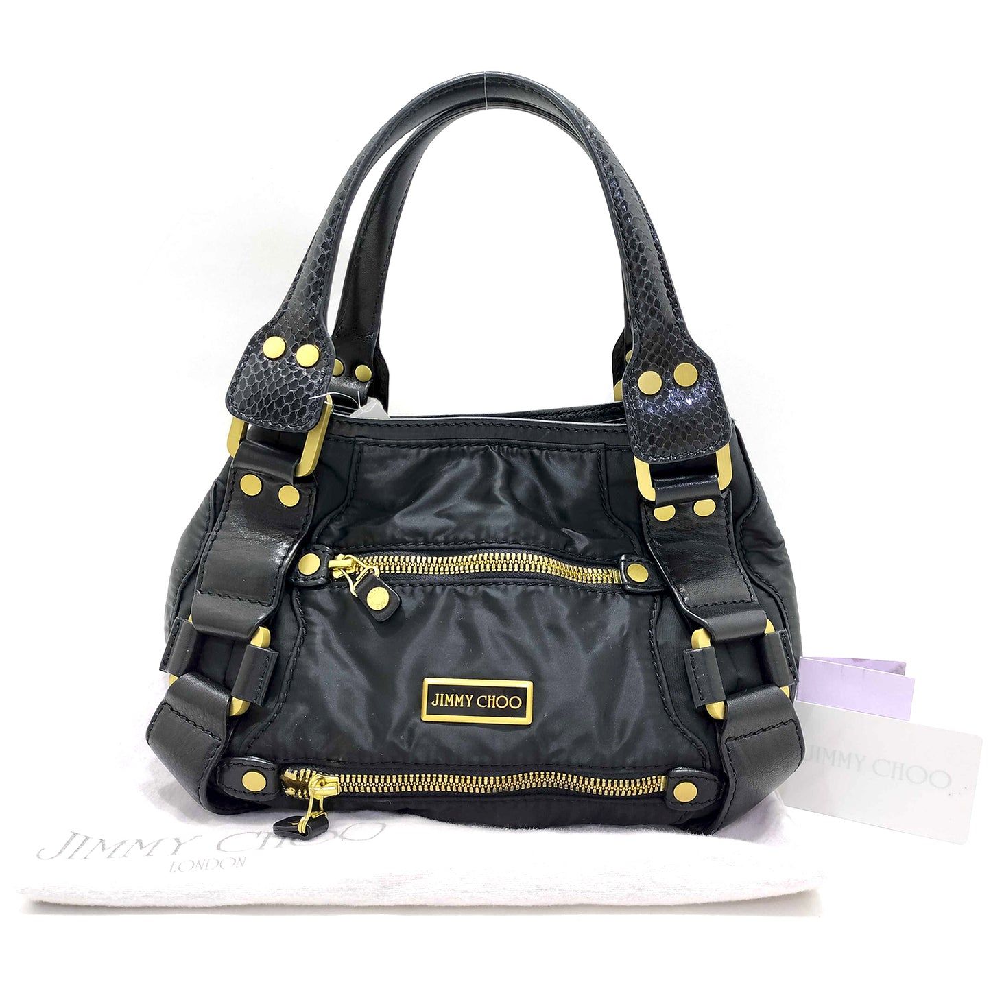 #1414 JIMMY CHOO Black Leather & Neoprene Maddy Bag