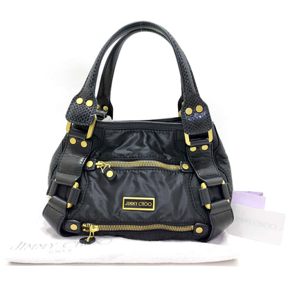 #1414 JIMMY CHOO Black Leather & Neoprene Maddy Bag