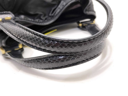 #1414 JIMMY CHOO Black Leather & Neoprene Maddy Bag