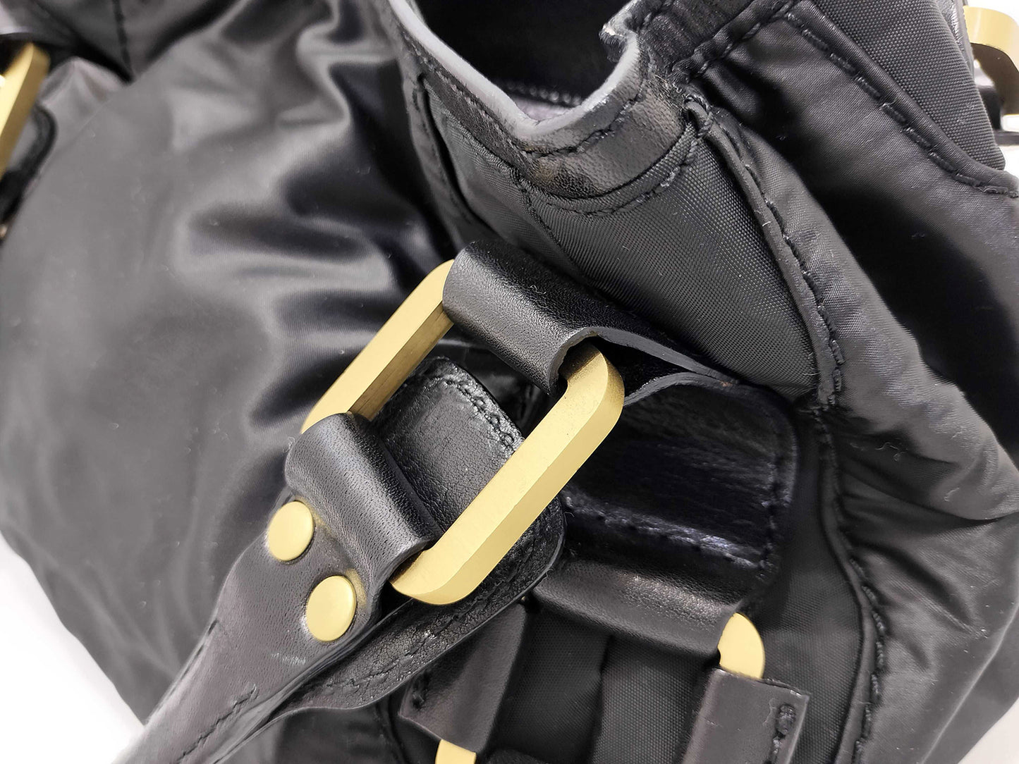 #1414 JIMMY CHOO Black Leather & Neoprene Maddy Bag