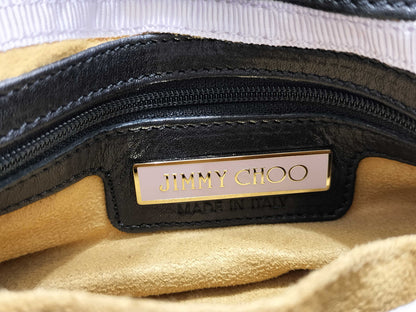 #1414 JIMMY CHOO Black Leather & Neoprene Maddy Bag