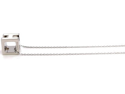 #1391 HERMÈS White Enamel H Cube Cage d'Ash Silver Metal Necklace
