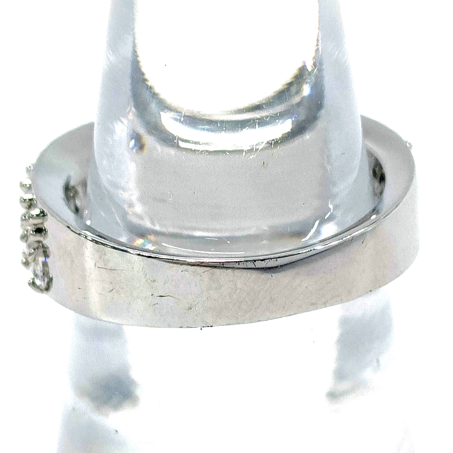 #1450 SWAROVSKI Hyperbola Cocktail Ring Mixed cuts Double Bands Rhodium-plated Size 52