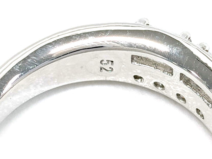 #1450 SWAROVSKI Hyperbola Cocktail Ring Mixed cuts Double Bands Rhodium-plated Size 52
