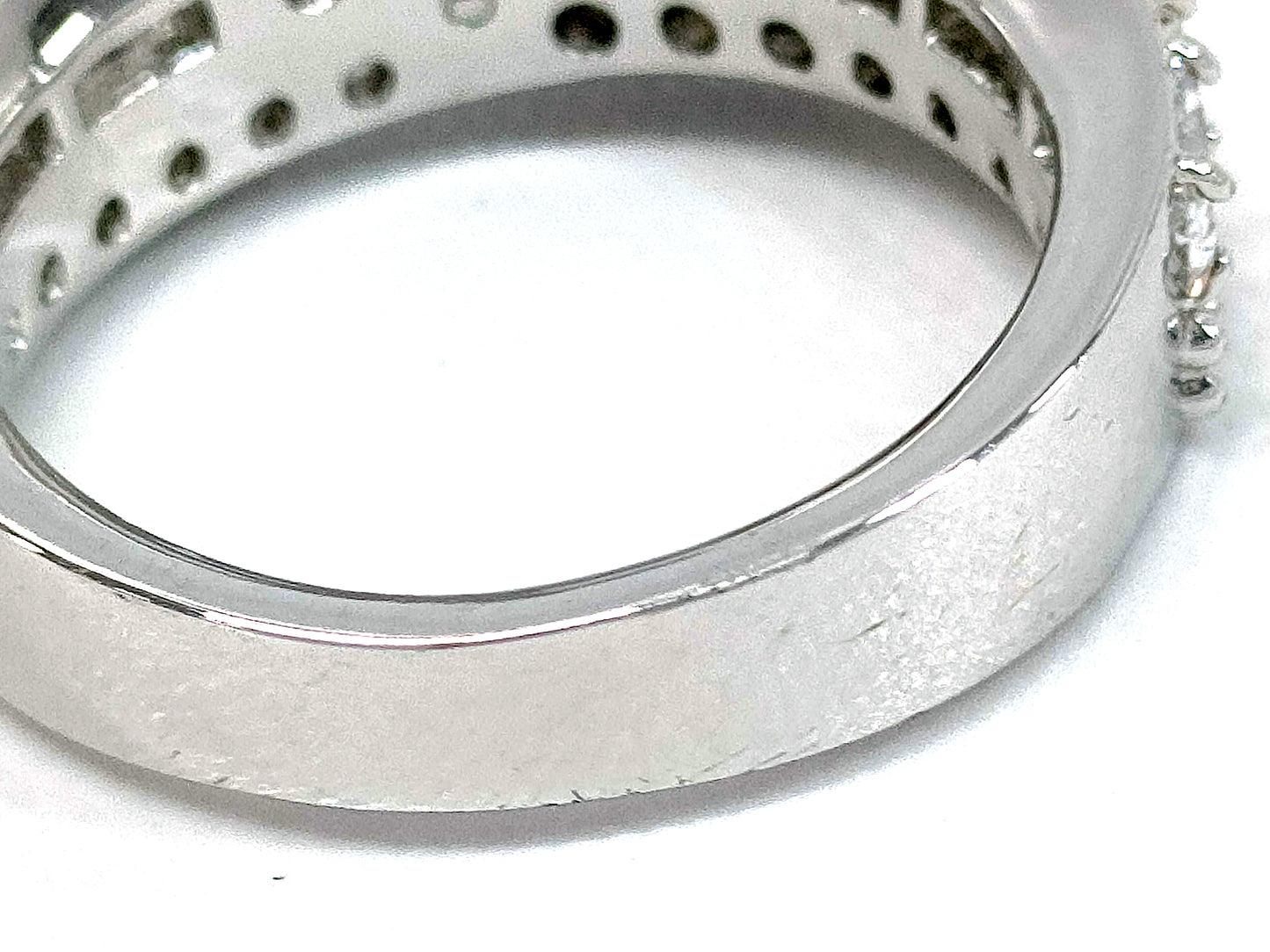 #1450 SWAROVSKI Hyperbola Cocktail Ring Mixed cuts Double Bands Rhodium-plated Size 52