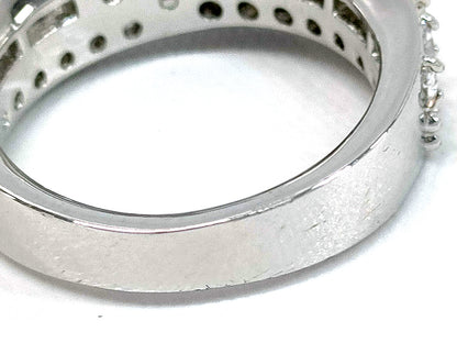 #1450 SWAROVSKI Hyperbola Cocktail Ring Mixed cuts Double Bands Rhodium-plated Size 52