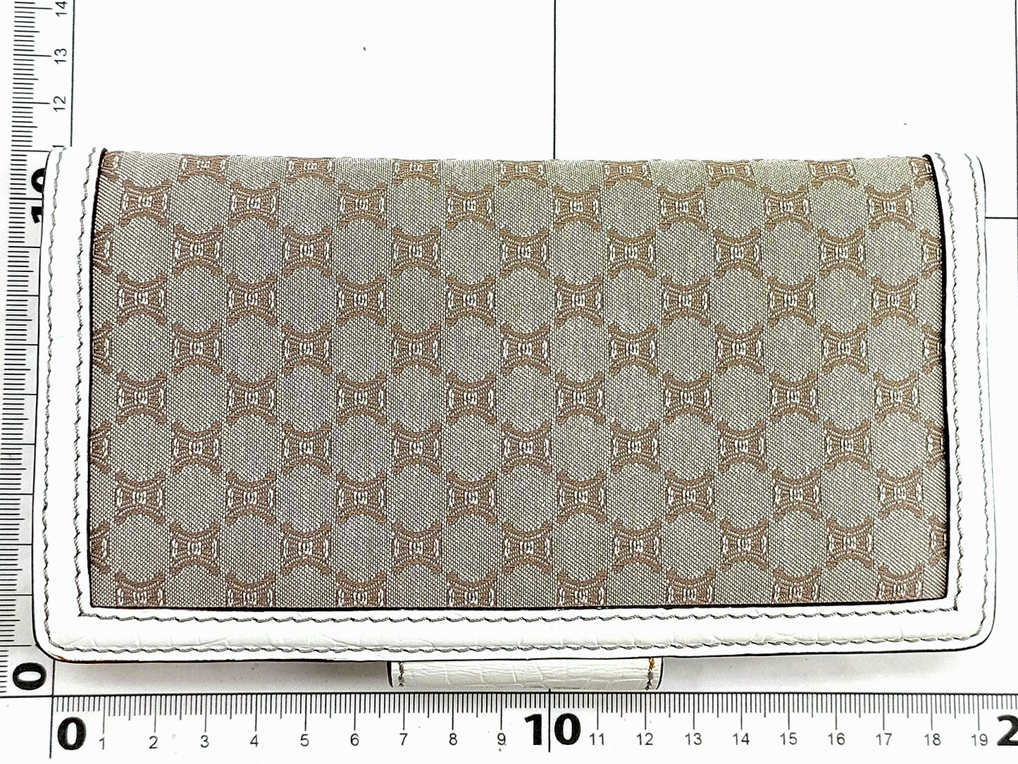 #1454 CELINE Triomphe Canvas Croc Embossed Leather Wallet