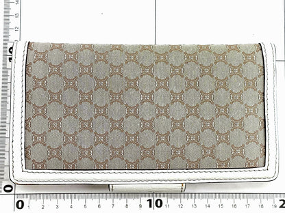 #1454 CELINE Triomphe Canvas Croc Embossed Leather Wallet