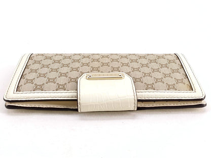 #1454 CELINE Triomphe Canvas Croc Embossed Leather Wallet
