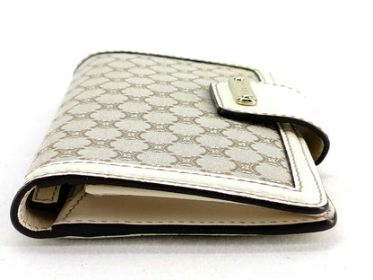 #1454 CELINE Triomphe Canvas Croc Embossed Leather Wallet