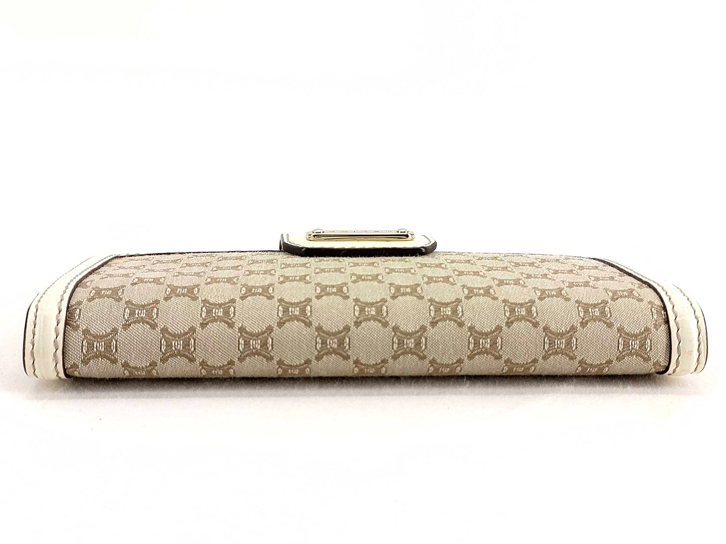#1454 CELINE Triomphe Canvas Croc Embossed Leather Wallet