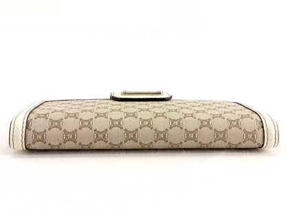 #1454 CELINE Triomphe Canvas Croc Embossed Leather Wallet