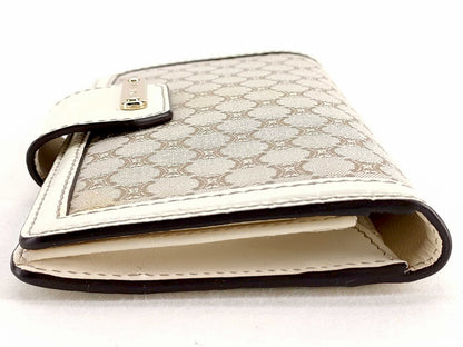 #1454 CELINE Triomphe Canvas Croc Embossed Leather Wallet