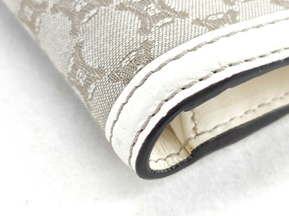 #1454 CELINE Triomphe Canvas Croc Embossed Leather Wallet