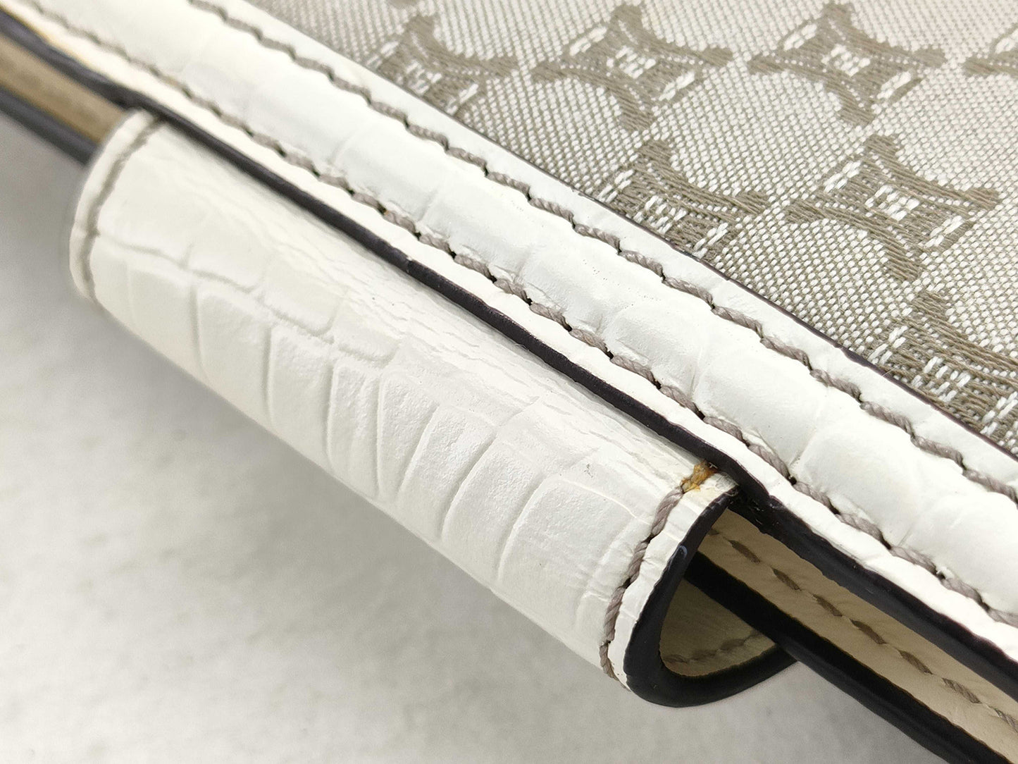 #1454 CELINE Triomphe Canvas Croc Embossed Leather Wallet