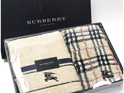 #1460 BURBERRY Set of 2 100% Cotton Bath Towels