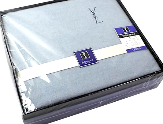 #1461 YVES SAINT LAURENT YSL Logo Blue Throw Blanket