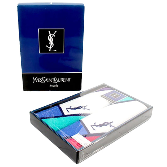#1470 YVES SAINT LAURENT YSL Vintage Set of 2 100% Cotton Bath Hand Towels