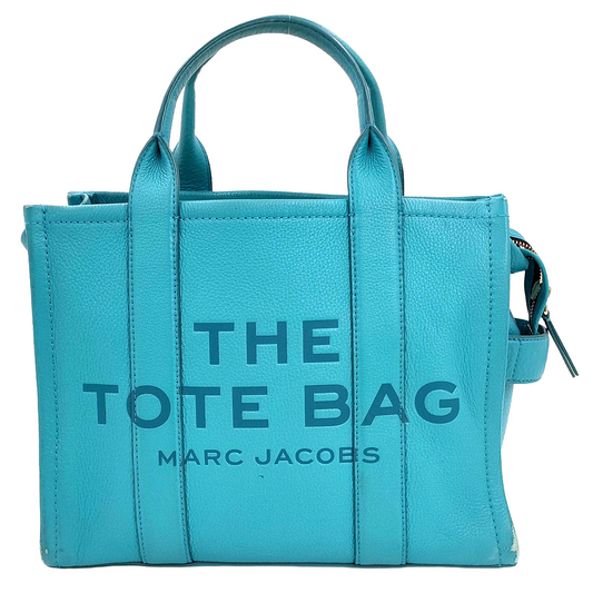 #1425 MARC JACOBS Cyan Leather Top Handle Tote Bag