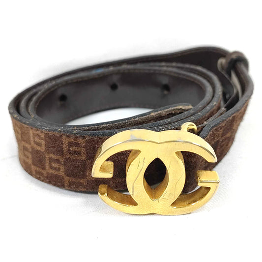 #3232 GUCCI GG Suede Brown Belt (70cm, 27in)