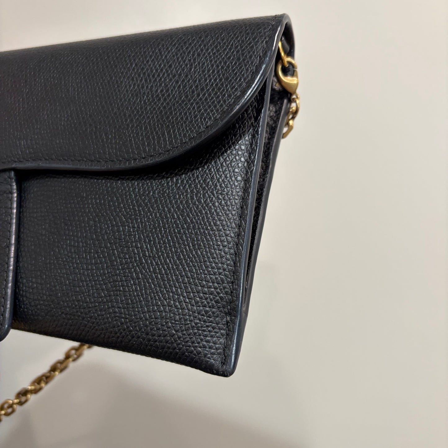 8903 DIOR Black Saddle Long Wallet with Chain MSRP $1,750