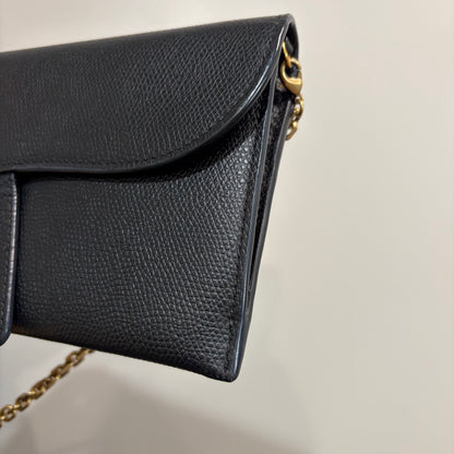 8903 DIOR Black Saddle Long Wallet with Chain MSRP $1,750