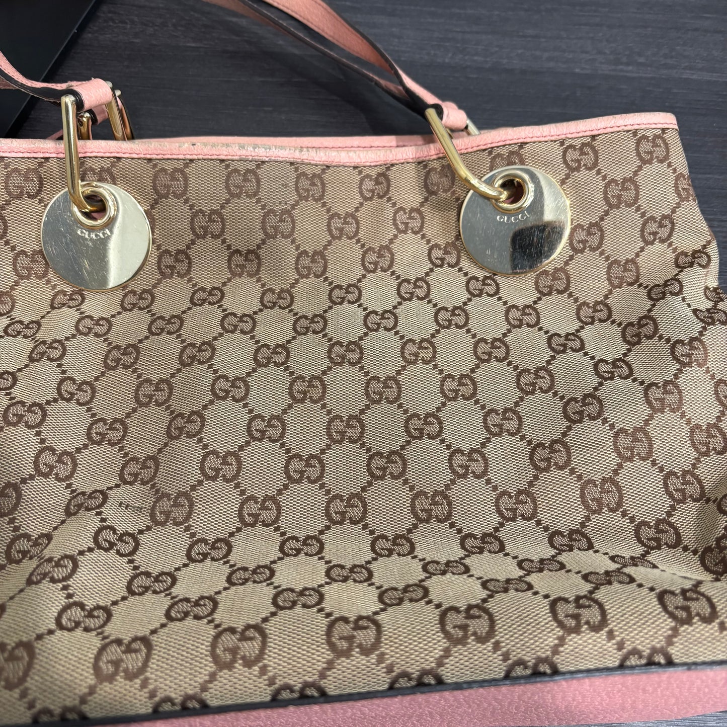 8880 GUCCI Brown Canvas Eclipse Tote