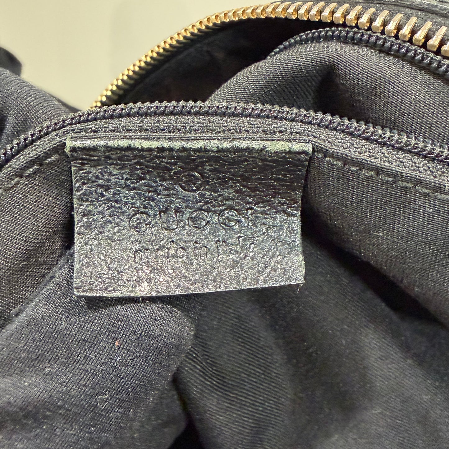 #8226 GUCCI Black GG Canvas Horsebit Bag