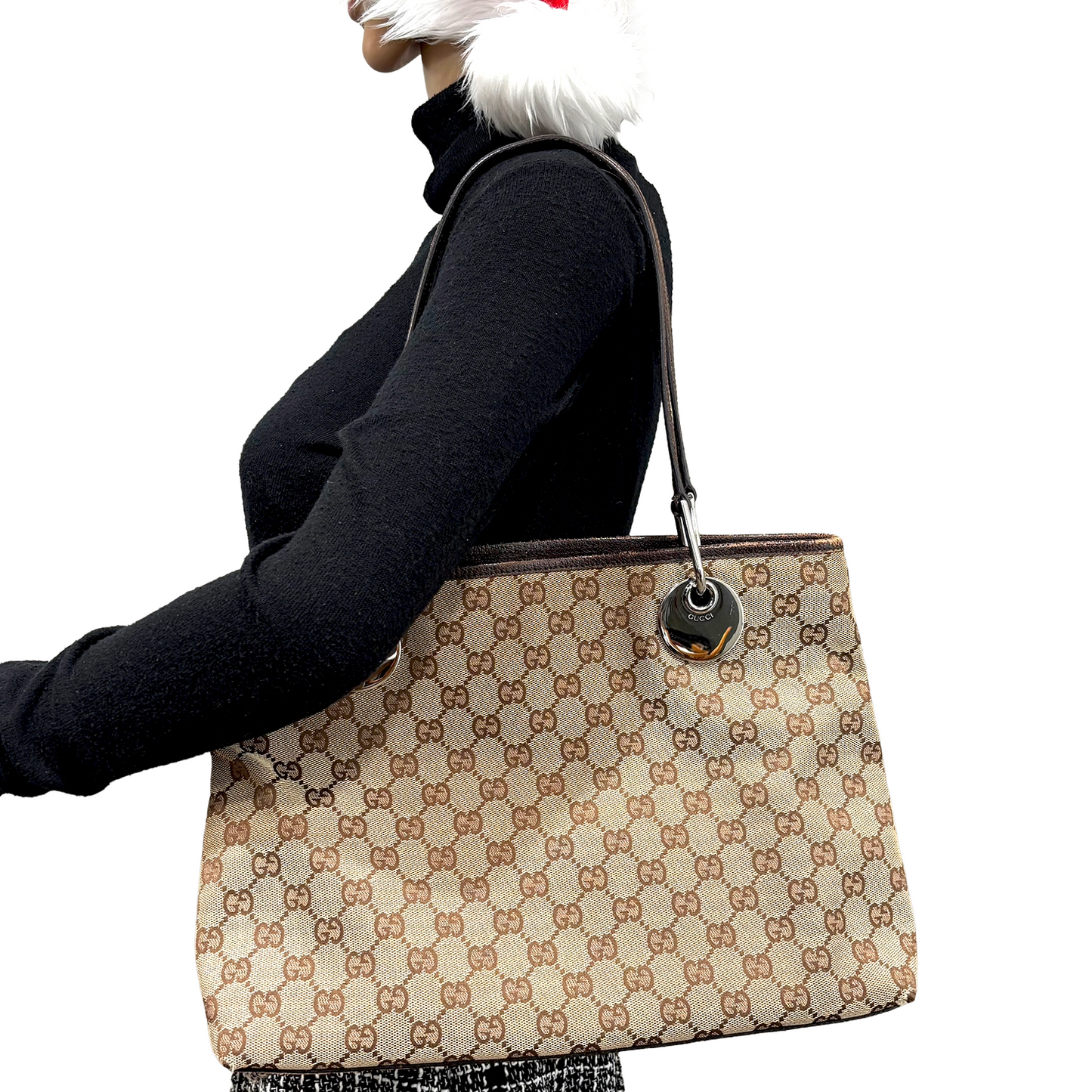 8871 GUCCI Brown Canvas Eclipse Tote