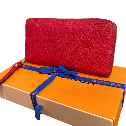 #8219 LOUIS VUITTON Red Empreinte Zip Wallet MSRP $1,170